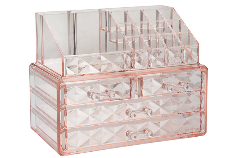 Rose Gold Cosmetic Boxes with Brush Holder