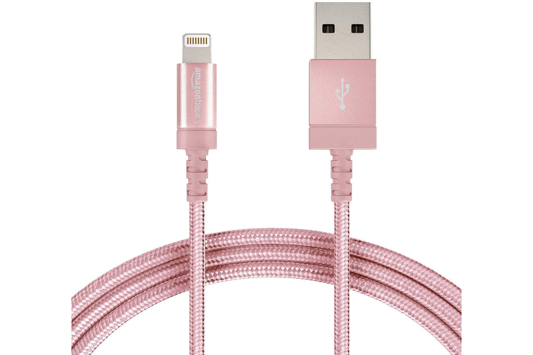 Rose Gold Nylon Braided Lightning to USB A Cable, MFi Certified Apple iPhone