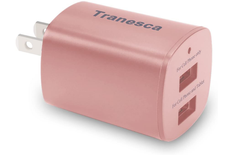 Rose Gold Dual USB Port travel wall charger cube
