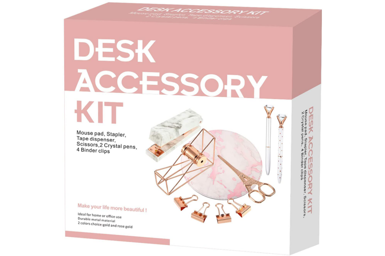 Rose Gold Desk Accessory Organization Kit