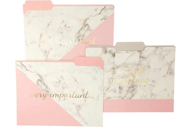 Rose Gold Graphique Blush Marble File Folder Set