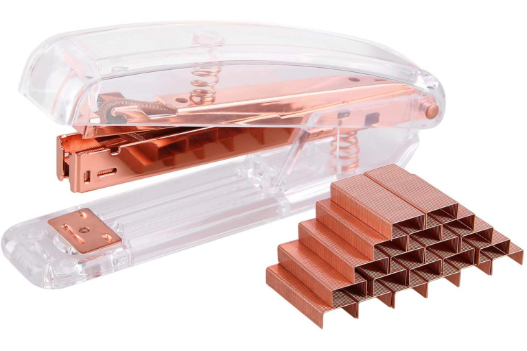 Rose Gold Office Stapler, Transparent Spring