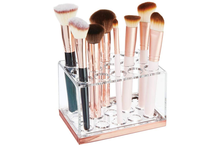 Rose Gold Plastic Makeup Brush Storage Organizer