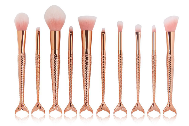 Rose Gold Unique Mermaid Makeup Brush Set